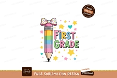 Rainbow pencil with bow and stars first Product Image 1