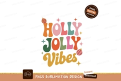 Holly Jolly Vibes Retro Christmas Text image Product Image 1