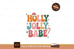 Holly Jolly Babe Retro Christmas Text holiday festive Product Image 1