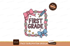 Pink blue bows pencil eraser flowers first grade Product Image 1