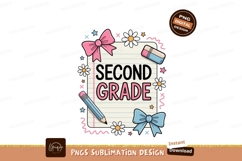 Pink blue bows pencil eraser flowers second grade Product Image 1