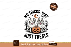 Happy dogs in ghost costumes with pumpkin halloween Product Image 1