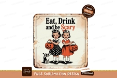 Vintage Halloween Girls With Pumpkins children Product Image 1