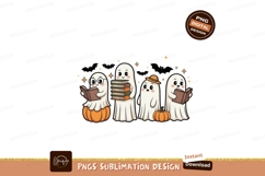 Cute ghosts reading books and pumpkins Halloween Product Image 1