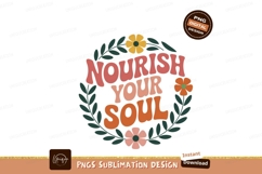 Format: Title: Nourish Your Soul Floral Wreath typography Product Image 1