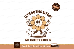 Cheerful flower character with peace signs and text Product Image 1