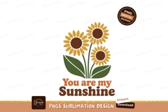 Retro Sunflowers With Sunshine Text yellow brown Product Image 1