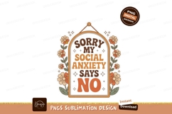 Retro Floral Social Anxiety Saying image Product Image 1
