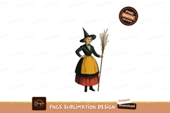 Woman witch holding broom costume Product Image 1