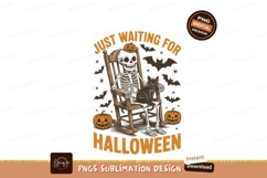 Skeleton rocking chair black cat pumpkins halloween Product Image 1