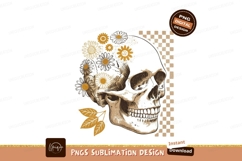 Skull flowers leaves checkered pattern image Product Image 1
