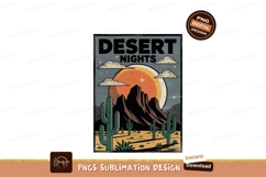 Desert Cacti Mountains Sunset Sky image Product Image 1