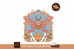 Psychedelic Moth Sun Mushrooms vintage Product Image 1