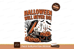 Skeleton coffin pumpkins Halloween spooky Product Image 1