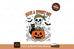 Skeleton cat pumpkin Halloween celebration spooky Product Image 1