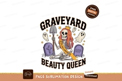 Skeleton beauty queen with shovel and ghosts image Product Image 1