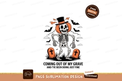 Dancing skeleton pumpkin head with gravestones halloween Product Image 1