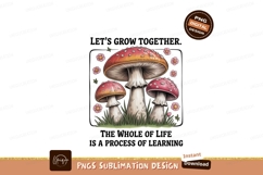 Red mushrooms with pink flowers grass Product Image 1