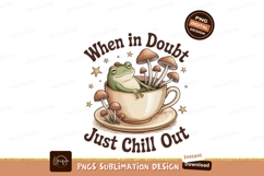 Frog in teacup with mushrooms and stars green Product Image 1