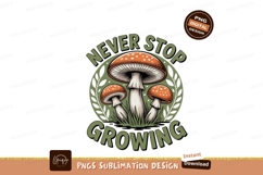 Orange mushrooms growing with green text white grass Product Image 1