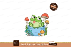 Frog Surrounded By Mushrooms green blue Product Image 1