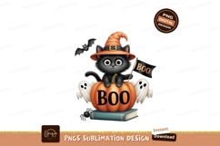 Black cat witch pumpkin ghosts bat spider book halloween Product Image 1