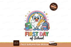 Cute duck with school supplies and rainbow image Product Image 1