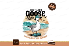 Goose wearing crocs and cap on beach ocean waves Product Image 1