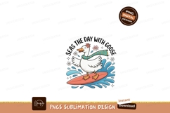 Surfing goose with scarf and flowers water waves Product Image 1