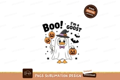 Cute duck ghost with pumpkins halloween witch Product Image 1