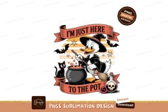 Duck witch brewing potion with cat and bats halloween Product Image 1
