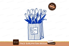 Blue tulips in a bag with inspirational message flowers Product Image 1