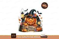 Jack O Lantern Witch Hat Pumpkins Lanterns Bats Halloween Product Image 1