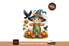 Cheerful scarecrow with crows and pumpkins sunflower Product Image 1
