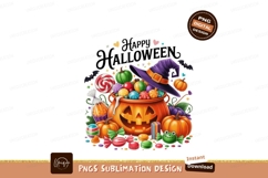 Halloween Pumpkin Candy Witch Hat Frogs Bats image Product Image 1