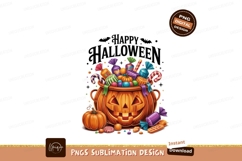 Jackolantern overflowing with colorful Halloween treats Product Image 1