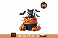 Black cat cupcake halloween decoration orange Product Image 1