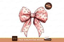Pink bow with hearts ribbon decorative Product Image 1