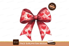 Red watercolor bow with hearts festive Product Image 1