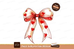 Red Heart Decorated Bow ribbon hearts Product Image 1