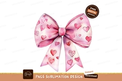 Pink bow with hearts ribbon romantic Product Image 1