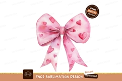 Pink bow with hearts ribbon decorative Product Image 1