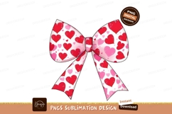 Red pink heart bow hearts ribbon Product Image 1