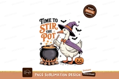 Witch goose stirring cauldron with pumpkin image Product Image 1