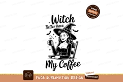 Witch coffee pinup halloween retro Product Image 1