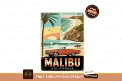 Vintage Malibu Beach Scene With Convertible California Product Image 1