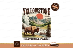 Bison waterfall mountain landscape river Product Image 1