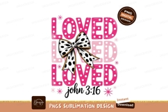Pink polka dot loved text with black white bow image Product Image 1