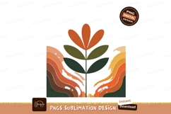 Orange flower with abstract wavy shapes green Product Image 1