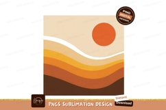 Orange sun over wavy earth tones abstract yellow Product Image 1